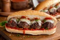 Meatball Sandwich on a Hoagie Roll Royalty Free Stock Photo