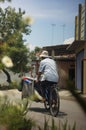 Meatball seller riding her carts