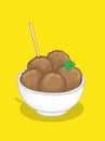 Meatball with skewers in white bowl vector