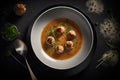 Meatball Soup, Mexican Albondigas, Spicy Food with Meat Balls, Meatball Soup, Abstract Generative Ai Illustration Royalty Free Stock Photo