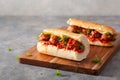 Meatball sub sandwich with cheese and marinara tomato sauce. american italian fast food Royalty Free Stock Photo