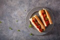 Meatball sub sandwich with cheese and marinara tomato sauce. american italian fast food Royalty Free Stock Photo