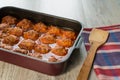 Meatballs in baking dish Royalty Free Stock Photo