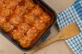Meatballs in baking dish Royalty Free Stock Photo