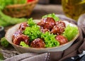 Meatballs with beef in sweet and sour sauce. Royalty Free Stock Photo