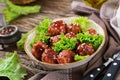 Meatballs with beef in sweet and sour sauce. Royalty Free Stock Photo