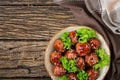 Meatballs with beef in sweet and sour sauce. Royalty Free Stock Photo