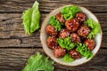 Meatballs with beef in sweet and sour sauce. Royalty Free Stock Photo