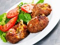 Meatballs with corn and cheese Royalty Free Stock Photo