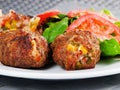 Meatballs with corn and cheese Royalty Free Stock Photo