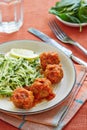 Meatballs with cucumber salad Royalty Free Stock Photo