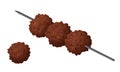 Meatballs fried on a skewer. Food, ready-made meat dish. Flat cartoon style. Color vector illustration isolated on a Royalty Free Stock Photo