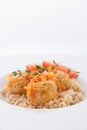 Meatballs with onion, tomatoes and rice Royalty Free Stock Photo