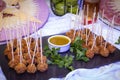 meatballs overflowing with cream on frua buffet table