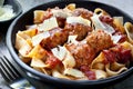 Meatballs with Pappardelle Pasta Royalty Free Stock Photo
