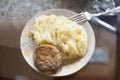Meatballs pattie with potato puree Royalty Free Stock Photo