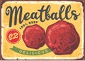 Meatballs poster design in retro style.