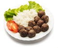 Meatballs with rice on the plate Royalty Free Stock Photo