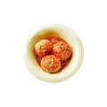 Meatballs with rice and tomato sauce on a plate isolated Royalty Free Stock Photo