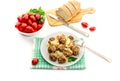 The meatballs with rice and vegetables Royalty Free Stock Photo