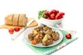 The meatballs with rice and vegetables Royalty Free Stock Photo