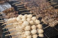 Meatballs and Roasted Pork in Charcoal Turtle Royalty Free Stock Photo