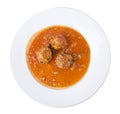 Meatballs in sauce in a white plate. Royalty Free Stock Photo