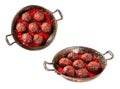 Meatballs in a skillet, isolated on a white background, a set Royalty Free Stock Photo
