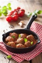 Meatballs with tomato sauce in black pan Royalty Free Stock Photo