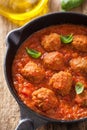 Meatballs with tomato sauce in black pan Royalty Free Stock Photo