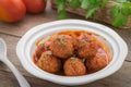 Meatballs in tomato sauce on plate Royalty Free Stock Photo