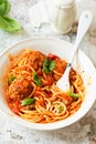 Meatballs in tomato sauce with spaghetti Royalty Free Stock Photo