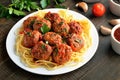 Meatballs with tomato sauce and spaghetti Royalty Free Stock Photo