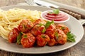 Meatballs with tomato sauce and spaghetti Royalty Free Stock Photo