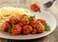 Meatballs with tomato sauce and spaghetti Royalty Free Stock Photo
