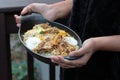 Meatless Biryani made of Jackfruit or Kathal, a delicacy for the vegetarian Royalty Free Stock Photo