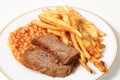 Meatloaf fries and beans horizontal Royalty Free Stock Photo