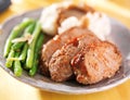 Meatloaf with greenbeans dinner Royalty Free Stock Photo