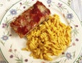 Turkey Meatloaf With Macaroni and Cheese for Dinner Royalty Free Stock Photo