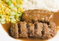 Meatloaf with mashed potatoes and succotash Royalty Free Stock Photo