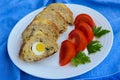 Meatloaf with mushrooms and boiled egg. Royalty Free Stock Photo