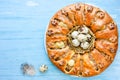 Meatloaf quail egg ring for Easter dinner Royalty Free Stock Photo