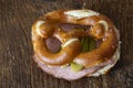 Meatloaf slices in a pretzel