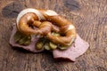 Meatloaf slices in a pretzel