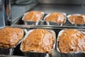 Meatloaf in trays fresh pulled out from the oven