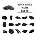 Meats set icons in black style. Big collection of meats vector symbol stock illustration Royalty Free Stock Photo