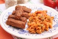 Meatsticks with rice Royalty Free Stock Photo