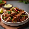 Meaty indulgence Dry spicy Murgh or goat meat in a plate