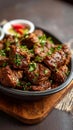 Meaty indulgence Dry spicy Murgh or goat meat in a plate