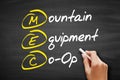 MEC - Mountain Equipment Co-Op acronym, concept on blackboard